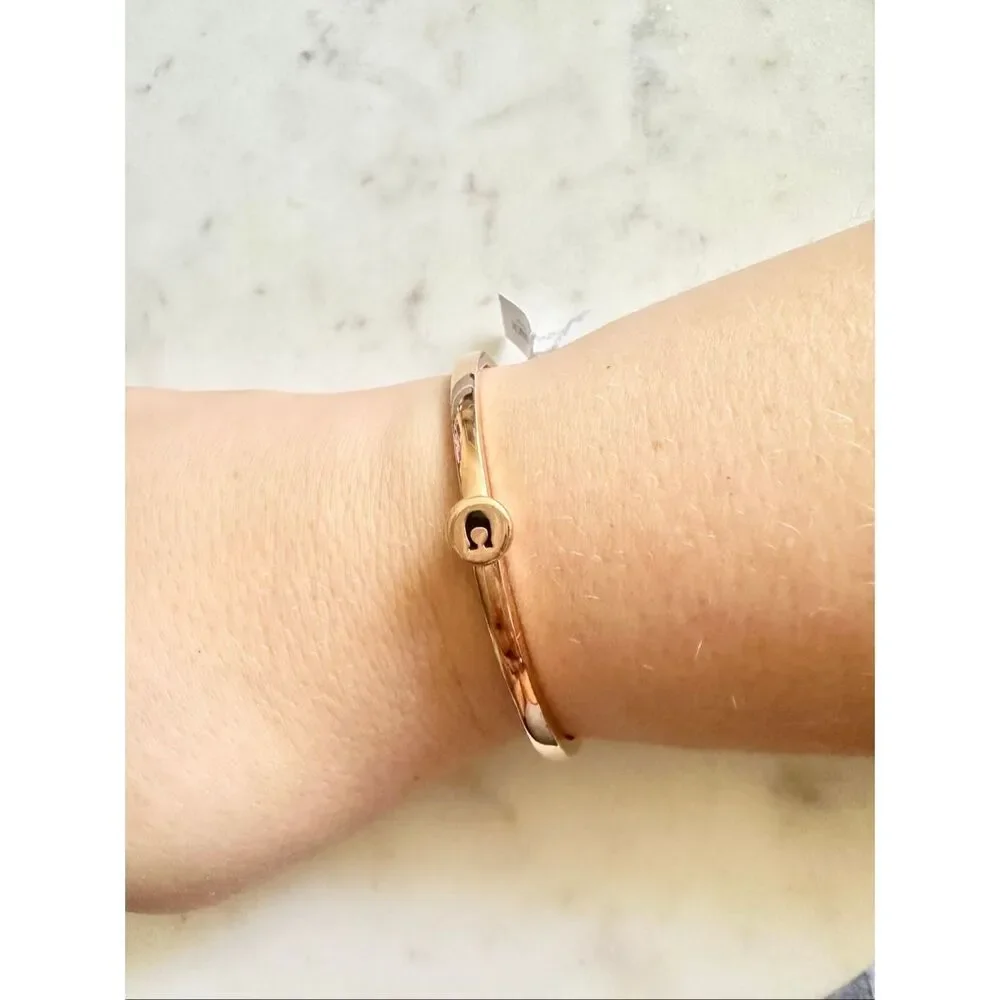 Coach Signature Hinged Bangle Bracelet Gold Black C Logo NWT - Picture 8 of 8
